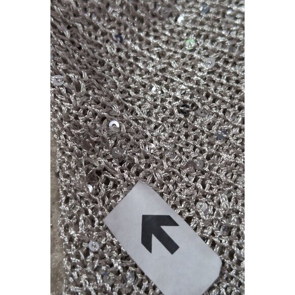 ECI NY Open Shoulder Pullover Sweater Womens XL Silver Sequin Keyhole Back Party - Picture 6 of 9